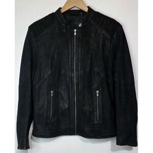 Excelled Collection Black Leather Sz M‎ Jacket Zip Moto Goth Harley Biker Grunge